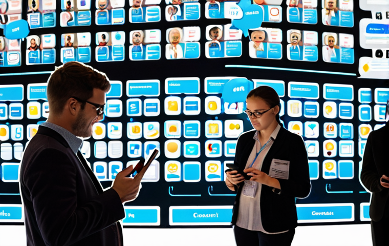 **Image Prompt 1: Hybrid Event Feedback Collection**
A dynamic scene of a hybrid event, seamlessly blending physical and virtual participation. In the foreground, diverse attendees are engaged, some using tablets and smartphones, scanning QR codes, or interacting with kiosks to submit feedback. In the background, large screens display a mosaic of virtual attendees. Glowing data streams and subtle icons (like speech bubbles or emojis) emanate from both physical and virtual participants, converging towards a central, cloud-like data collection point. The overall atmosphere is modern, interactive, and technology-driven, emphasizing real-time engagement and feedback gathering.